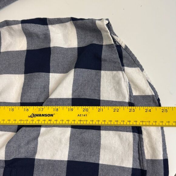 J. Crew Navy Buffalo Check Flannel Blouse M - Picture 7 of 7